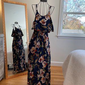 Brazilian floral beach dress blue size M